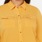 Camisa feminina Charter Club Plus com botões frontais, dourada, tamanho 4X