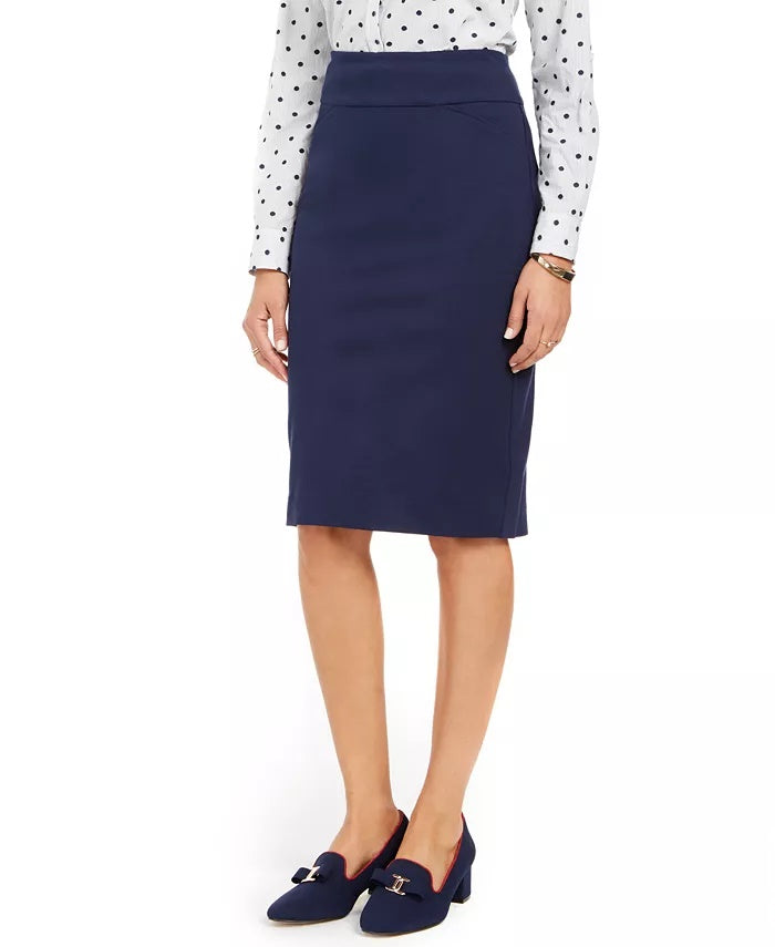 Saia lápis feminina Charter Club Ponte Knit, preta, tamanho 10