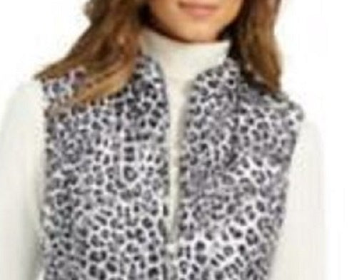 Colete acolchoado feminino com estampa animal Charter Club, branco, tamanho XX-G