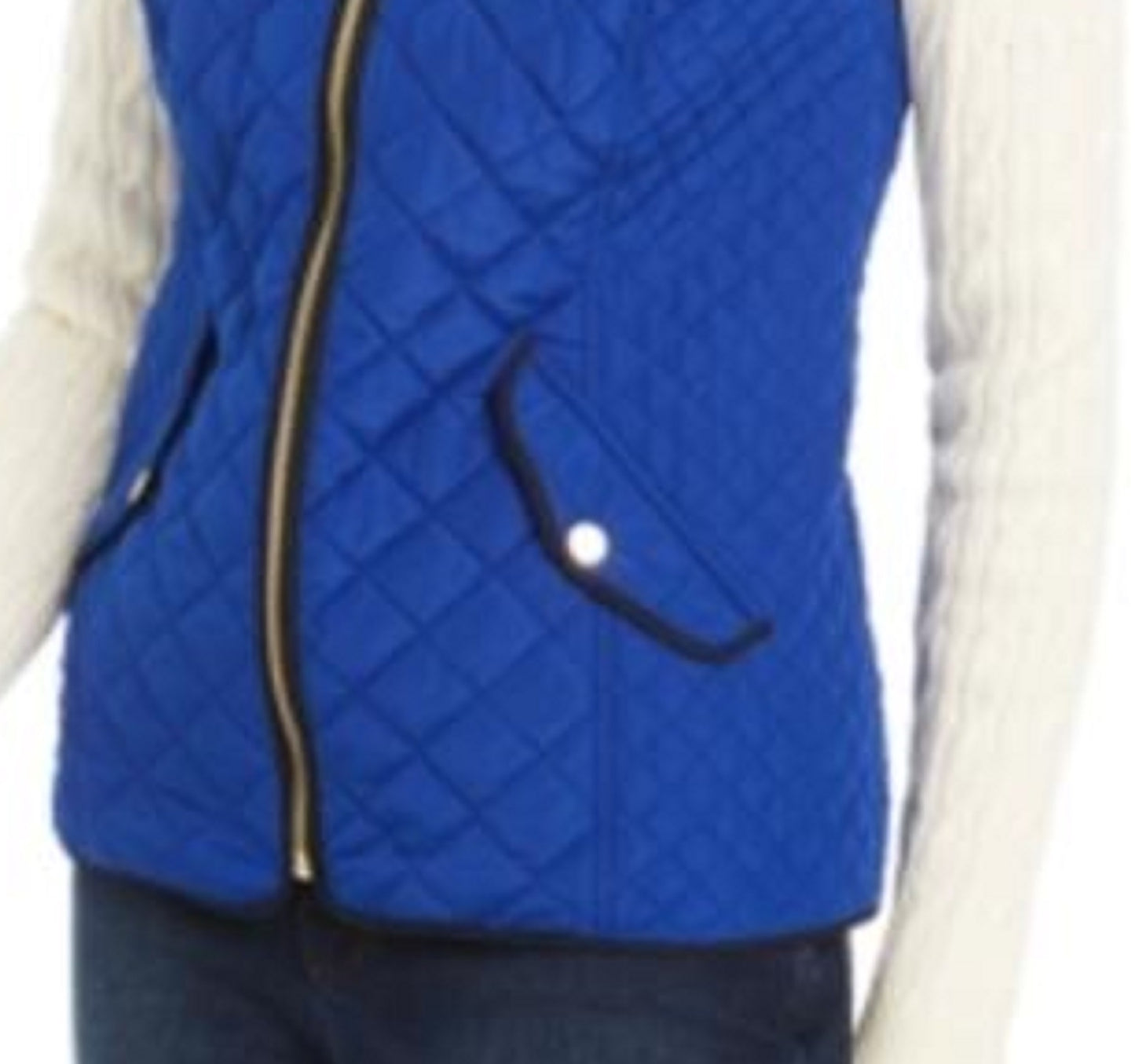 Colete feminino acolchoado com gola alta Charter Club, azul, tamanho extragrande