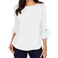 Top texturizado com punho de gravata feminino Charter Club, branco, tamanho grande