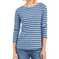 Blusa feminina estampada Charter Club com manga 3/4, azul, tamanho P