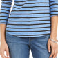 Blusa feminina estampada Charter Club com manga 3/4, azul, tamanho P