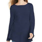 Suéter de malha com babados e bainha plissada feminino Style &amp; Co, tamanho grande, azul-marinho