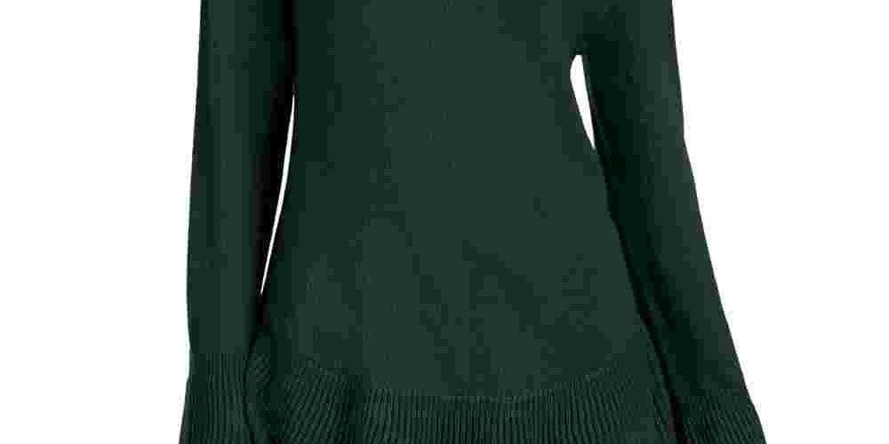 Suéter de malha com babados e bainha plissada feminino Style &amp; Co, verde, tamanho pequeno