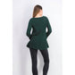Suéter de malha com babados e bainha plissada feminino Style &amp; Co, verde escuro, tamanho XXG