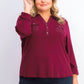 Polo Karen Scott Plus Size de Algodão Manga 3/4 Feminina Vermelha Tamanho 2X