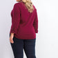 Polo Karen Scott Plus Size de Algodão Manga 3/4 Feminina Vermelha Tamanho 2X