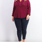 Polo Karen Scott Plus Size de Algodão Manga 3/4 Feminina Vermelha Tamanho 2X