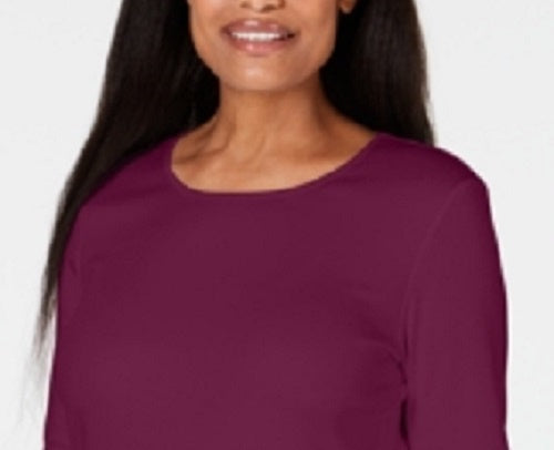 Karen Scott Top Feminino com Decote Redondo e Acabamento em Cetim, Vermelho, Tamanho P