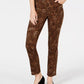 Calça jeans feminina Lexington com estampa animal, perna reta, marrom, tamanho 10, da Charter Club