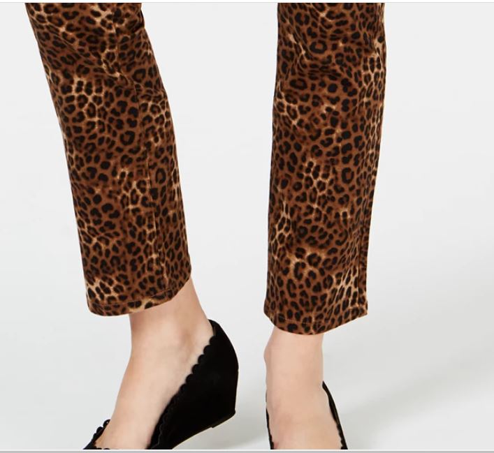 Calça jeans feminina Lexington com estampa animal, perna reta, marrom, tamanho 10, da Charter Club