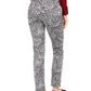 Calça jeans feminina Lexington com estampa animal, perna reta, branca, tamanho 14, da Charter Club