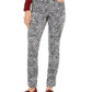 Calça jeans feminina Lexington com estampa animal, perna reta, branca, tamanho 6, Charter Club