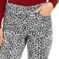 Calça jeans feminina Lexington com estampa animal, perna reta, branca, tamanho 6, Charter Club