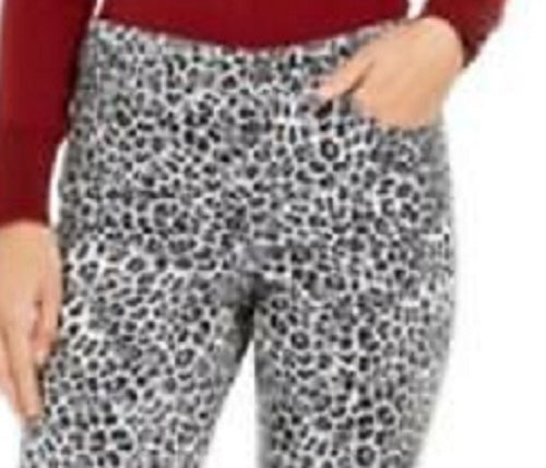 Calça jeans feminina Lexington com estampa animal, perna reta, branca, tamanho 6, Charter Club