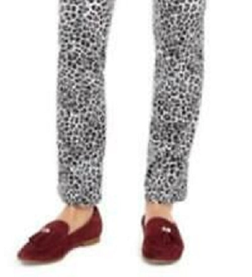 Calça jeans feminina Lexington com estampa animal, perna reta, branca, tamanho 6, Charter Club