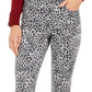 Calça jeans feminina Lexington com estampa animal, perna reta, branca, tamanho 8