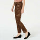 Calça jeans feminina Lexington com estampa animal, marrom, tamanho 28W, da Charter Club
