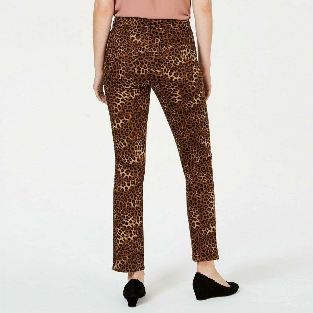 Calça jeans feminina Lexington com estampa animal, marrom, tamanho 28W, da Charter Club