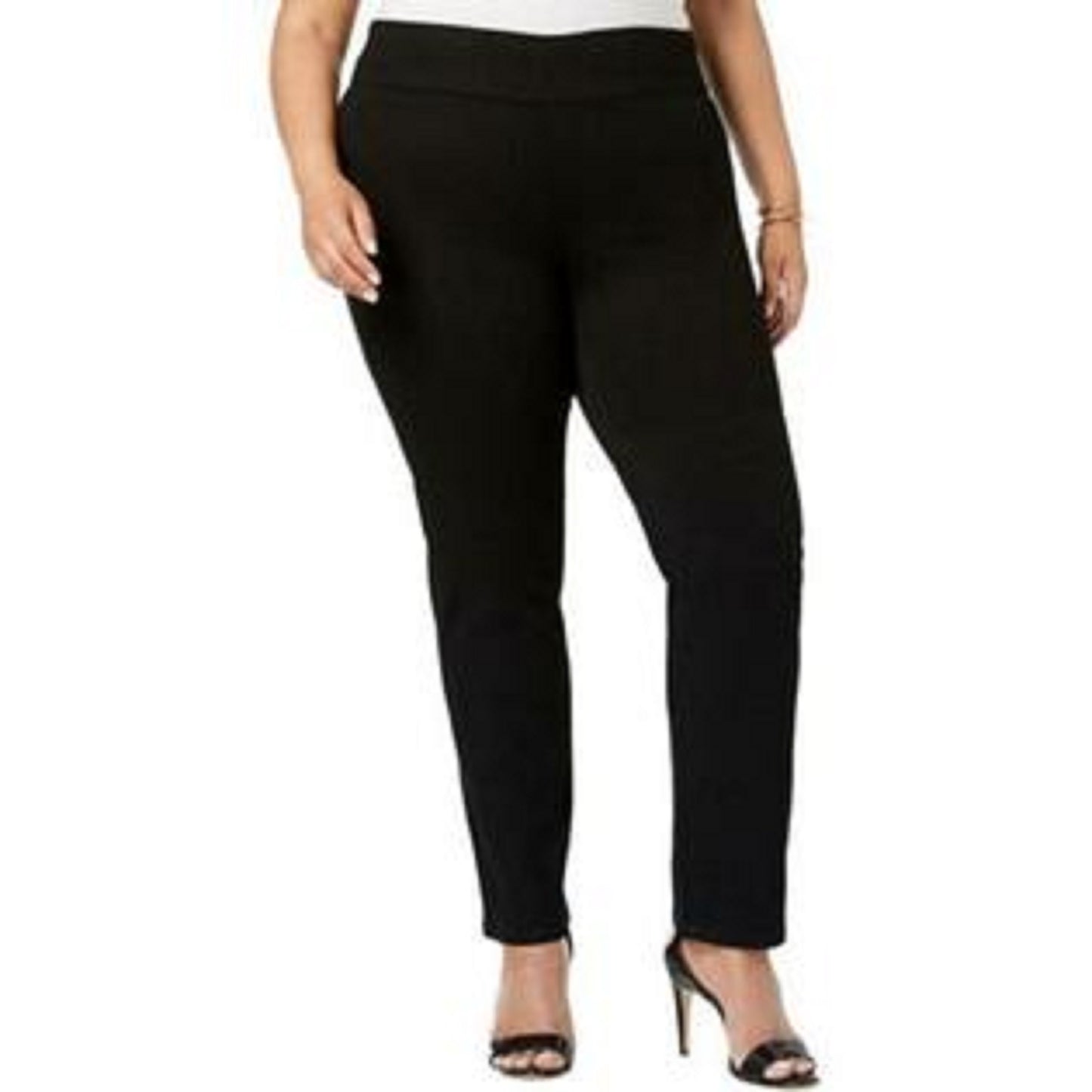 Calça jeans feminina Charter Club de malha reta, tamanho 12, preta