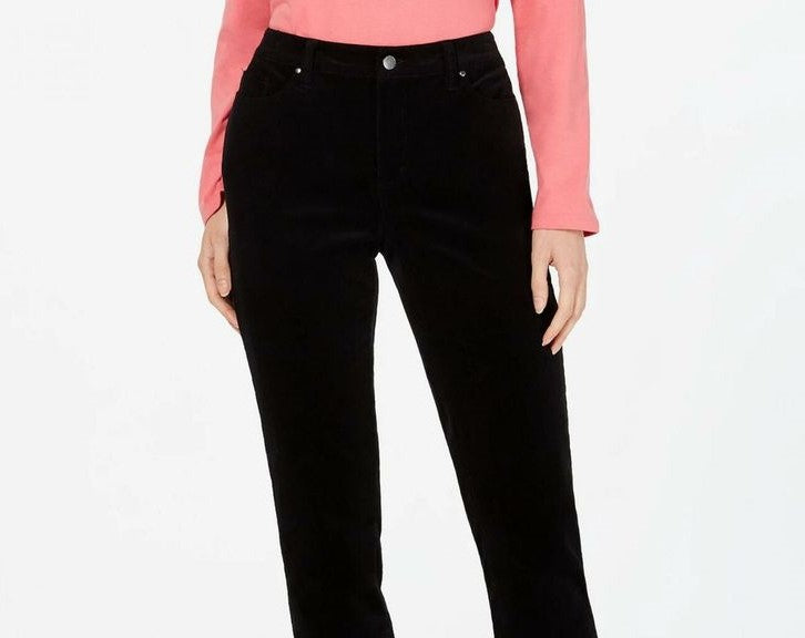 Calças de veludo cotelê Lexington Tummy Control femininas Charter Club, pretas, tamanho 16