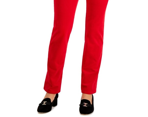 Calça de controle de barriga feminina Lexington Corduroy, vermelha, tamanho 12, Charter Club