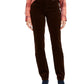 Calça de veludo cotelê feminina Lexington com perna reta, marrom, tamanho 6, pequena