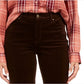 Calça de veludo cotelê feminina Lexington com perna reta, marrom, tamanho 6, pequena
