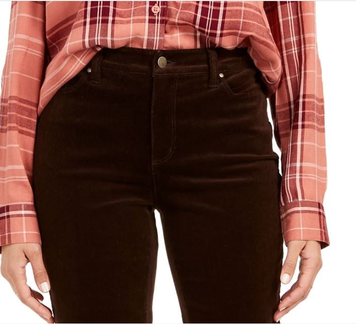 Calça de veludo cotelê feminina Lexington com perna reta, marrom, tamanho 6, pequena