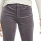 Calça de veludo cotelê feminina Lexington com perna reta, cinza escuro, tamanho 4 pequeno