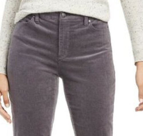 Calça de veludo cotelê feminina Lexington com perna reta, cinza escuro, tamanho 4 pequeno