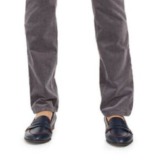 Calça de veludo cotelê feminina Lexington com perna reta, cinza escuro, tamanho 4 pequeno