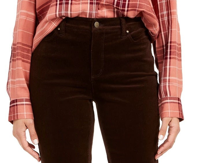 Calça de veludo cotelê feminina Lexington com perna reta, vermelho brilhante, tamanho 10 pequeno