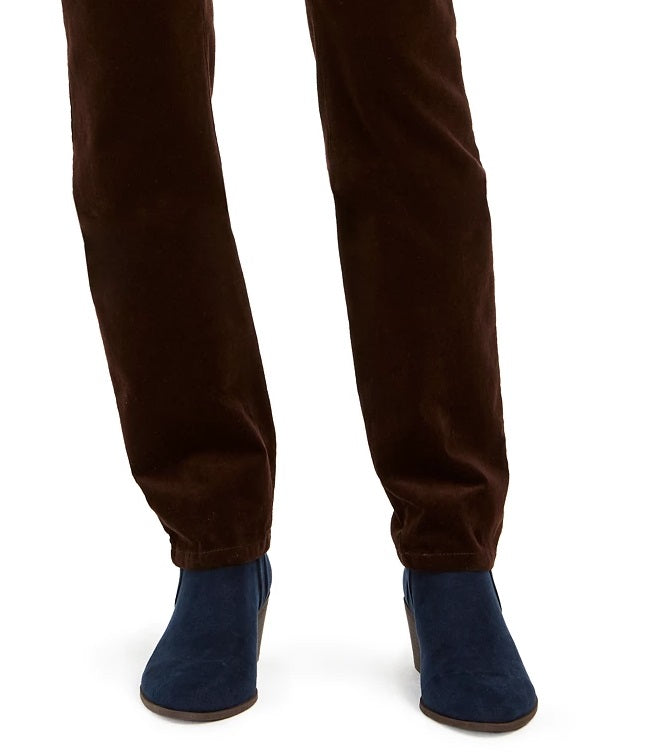 Calça de veludo cotelê feminina Lexington com perna reta, vermelho brilhante, tamanho 10 pequeno