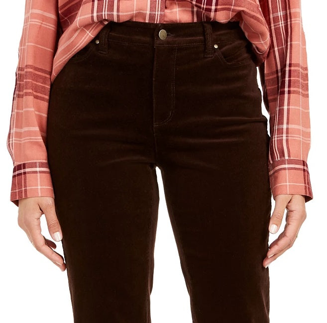 Calça de veludo cotelê feminina Lexington com perna reta, vermelho brilhante, tamanho 6 pequeno