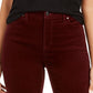 Calça de veludo cotelê feminina Lexington com perna reta, vermelho brilhante, tamanho 2 pequeno