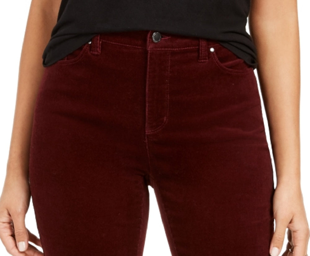 Calça de veludo cotelê feminina Lexington com perna reta, vermelho brilhante, tamanho 2 pequeno