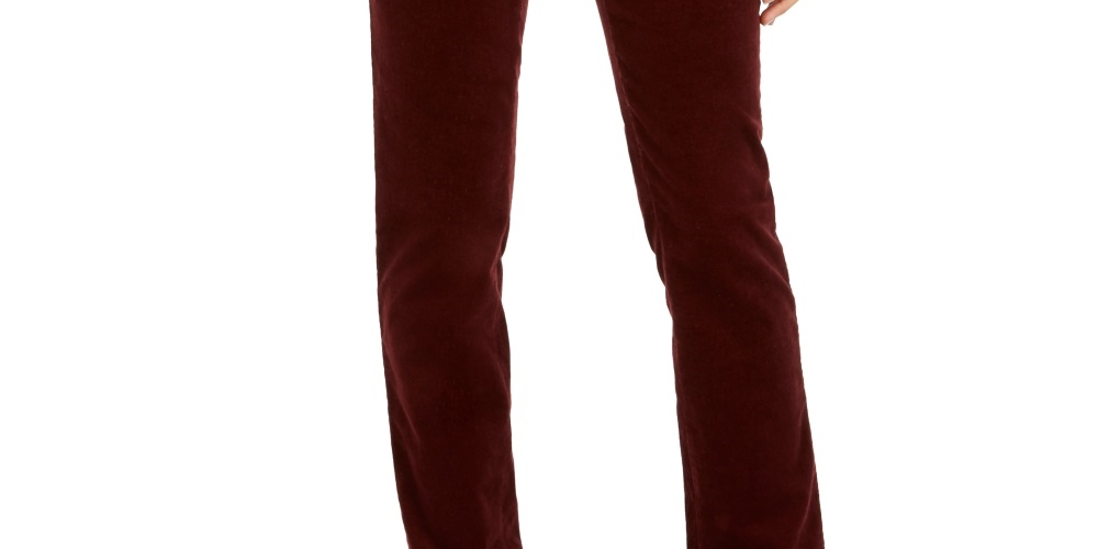 Calça de veludo cotelê feminina Lexington com perna reta, vermelho brilhante, tamanho 2 pequeno