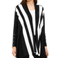 Cardigan feminino Alfani listrado com frente aberta, preto, tamanho pequeno, grande