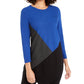 Suéter feminino Alfani assimétrico com blocos de cores azul tamanho XX-G