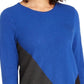 Suéter feminino Alfani assimétrico com blocos de cores azul tamanho XX-G