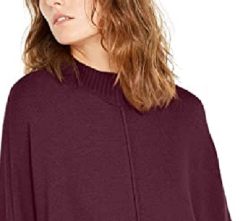 Poncho Alfani Feminino com Punho de Pele Sintética Vermelho Escuro Tamanho Grande