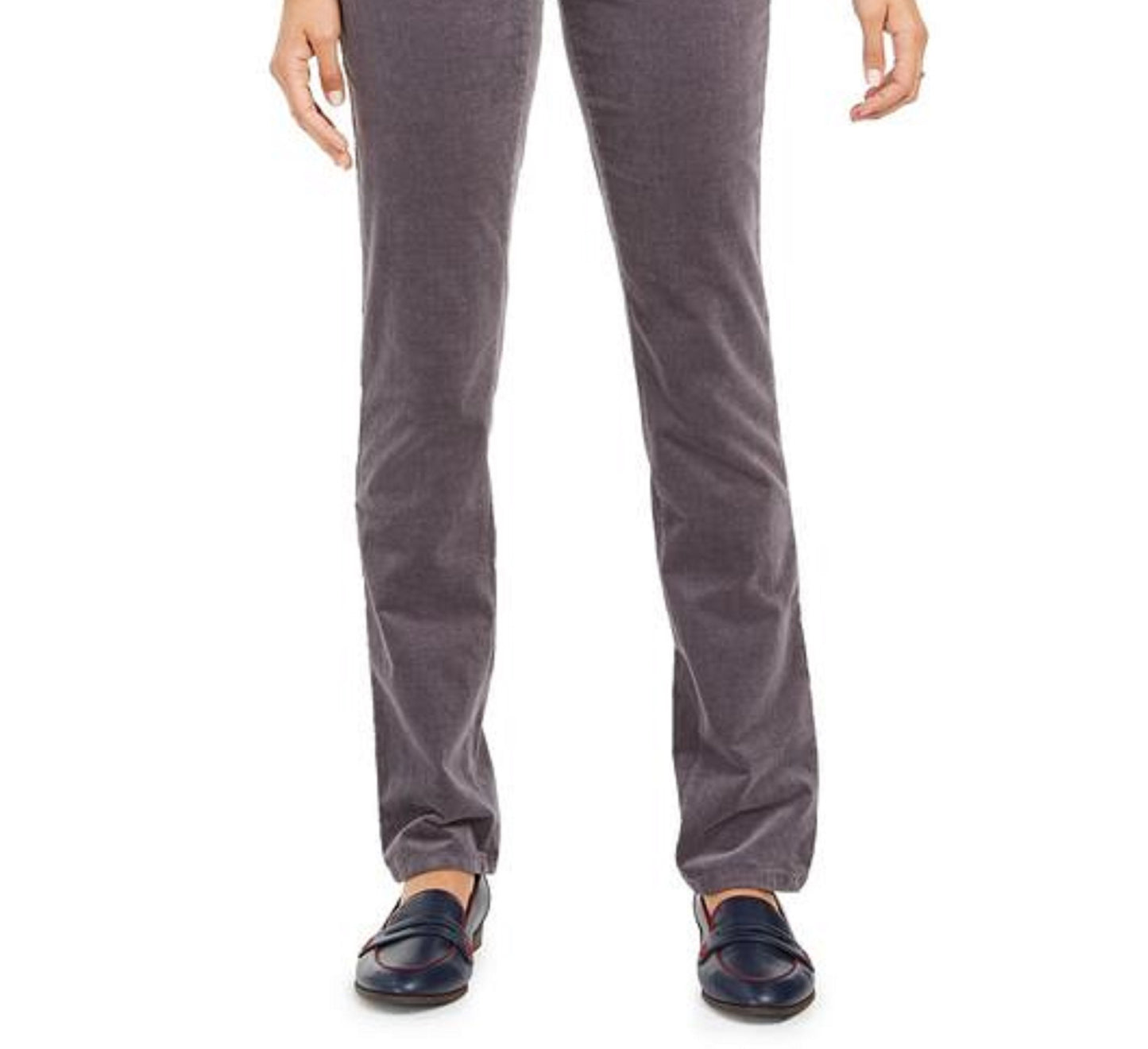 Calça de veludo cotelê feminina Charter Club Petite Lexington Tummy-Control cinza escuro tamanho 14X4