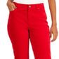 Calça jeans feminina Charter Club Lexington Velveteen com controle de barriga, perna reta, vermelha, tamanho 4
