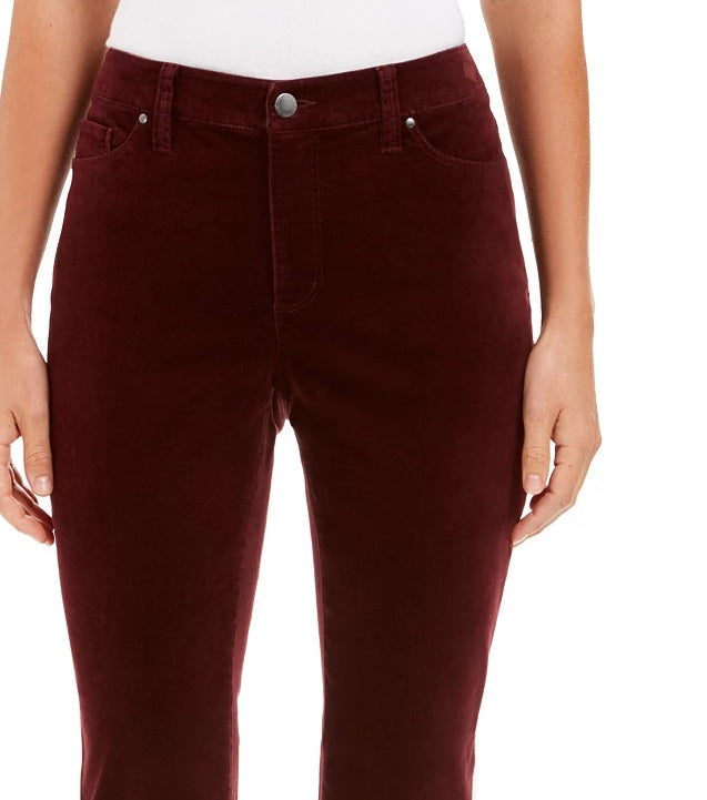 Calça jeans feminina Charter Club Lexington Velveteen de perna reta, vermelha brilhante, tamanho 10, pequena