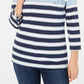 Karen Scott Sport Top Listrado Feminino Manga 3/4 Azul Tamanho Médio