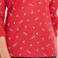 Karen Scott Feminino Esqui Pinguins Estampado Mock Neck Top Vermelho Tamanho X-S