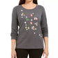 Blusa feminina Karen Scott de algodão com estampa de glitter, cor carvão, tamanho médio