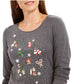 Blusa feminina Karen Scott de algodão com estampa de glitter, cor carvão, tamanho médio